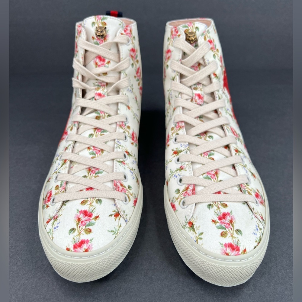 Gucci Major Blind For Love Rose Serie Print Satin High Top Floral Sneakers EU 38 - Picture 5 of 13